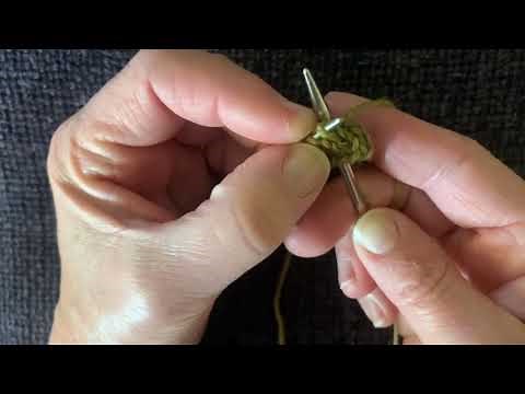 2-Stitch Left Twist Special: Crossing purl stitch behind knit stitch without cable needle