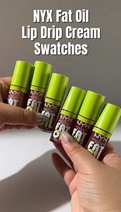NYX Fat Oil Lip Drip Cream swatches. If you love neutral shades and enjoy the Fat Oil Lip Drip formula, this recent added shades are for you. Have you tried? #lipoils #makeupswatches #makeupreview #drugstoremakeup #nyx | Lapetitechicmommy