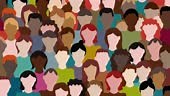 Diversity. Multiracial crowd. Workers group, community in parade or...