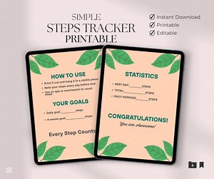 Monthly Steps Planner - 4-week Printable & Fillable Tracker - Works on Phone/tablet/pc - A4/US Letter Instant Download - Walking Journal - Etsy Australia