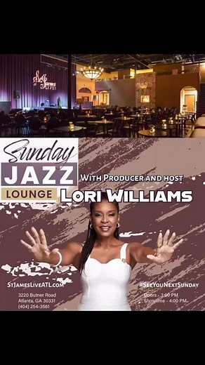 Join us every Sunday at St. James Live ATL for the Sunday Jazz Lounge, where we bring you an unforgettable live music experience! Don’t miss out! Grab your tickets in advance for these fantastic shows! 🎟️ 👉🏽StJamesLiveATL.com (Showtime at 4PM) #SeeYouNextSunday Lori Williams (Producer | Host) | Lori Williams