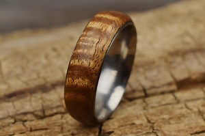 Handmade Curly Acacia Wood Ring - Stainless Steel Core - Size 13 - Etsy