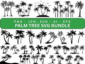 Palm Tree SVG Bundle, Palm Tree SVG Cut Files for Cricut, Palm Tree Silhouette, Palm Tree Clipart, Palm Tree PNG Bundle - Etsy