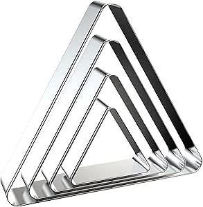 Triangle Cookie Cutter Set - 5 inch, 4 inch, 3 inch, 2 inch - 4 Piece Geometric Frame Plaque Cookie Cutters Shapes Molds - Stainless Steel