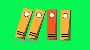 Download Four colorful binders on a green screen background, suitable for office supplies, organization, school materials, and educational concepts in design projects. for free