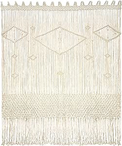 LIVALAYA Large Macrame Curtains Boho Woven Wall Hanging 50" W x 78" L Bohemian Macrame Curtains for Windows Doorways Handwoven Wedding Backdrop Arch Closet Room Divider Bed Headboard Fringe Wall Decor