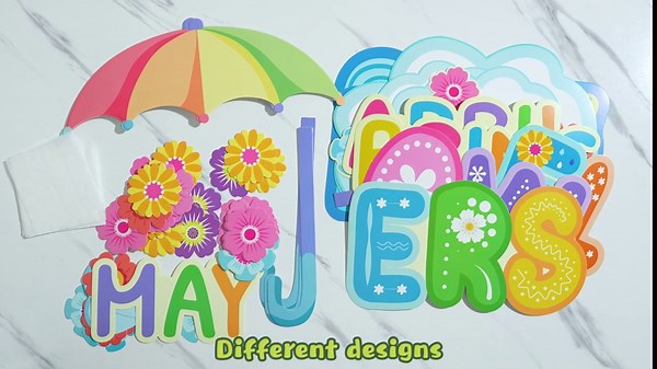 Spring Bulletin Board Decorations for Classroom - April Showers Bring May Flowers Cloud Cutouts with Dot Glue for Spring Home School Wall Door Decorations