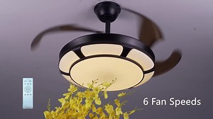 Lasaideal 18 in. Integrated LED Indoor Black Retractable Ceiling Fan With Light Kit and Remote Control HDL1340R-907B