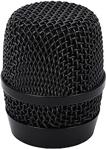 Microphone Ball Head Mesh Grill, Microphone Grill with Mic Windscreen Cotton, Microphone Grille Ball Head Replacement for BBS666 Black