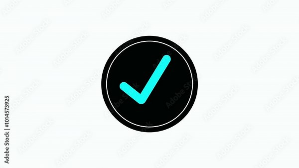 Simple Check mark icon, positive tick symbol of approved, success, confirm. right and wrong for correct acceptance modern line design. 2d animation Видео Stock