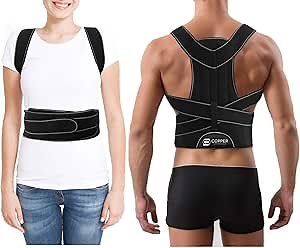 Copper Compression Full Posture Corrector with Support Bars for Men and Women. Guaranteed Highest Copper Adjustable Posture Upper Back Brace. Supports Upper Back, Chest, Shoulders, Lower Lumbar