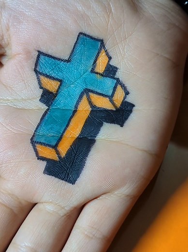 easy 3D cross drawing on hand #art #3d #illusion | drawing