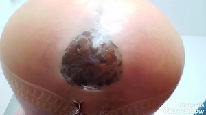 Poop in clear latex pants