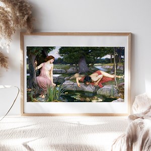 John William Waterhouse, Echo and Narcissus, 1903 Office Wall Decor, Canvas Paper, Kitchen Wall Art, Fine Art Paintings Reproductions TOP287 - Etsy