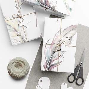 Feather Gift Wrap | Wrapping Paper | Large Wrapping Paper Roll | Gift Packaging| Present Supplies | Decorative Gifting | Baby Shower Gifts - Etsy
