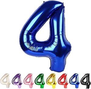 Navy Blue Number 4 Balloon 40In Birthday Decorations for 14 44 Girl Boy Women Men, Balloon Numbers Party Decorations for Party Celebration Graduations Anniversary Photo