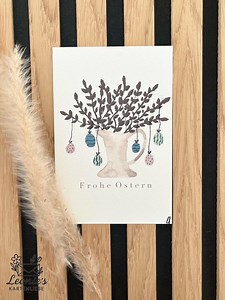 Hand-painted Watercolor Cards A6, Easter Card, Vase, Easter Eggs, Including Envelope, Unique Pieces - Etsy