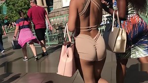 Sexy Ebony Slut Showing Ass Camel-toe And Her sexy Little Tittys