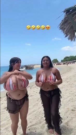 Daniela Pereira on beach. Big cups size tits huge breast natural boobs busty girl giant melons