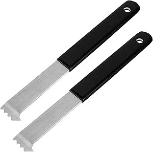 2Pcs Paver Puller, Metal Paver Extractor Tool with Joint Scraper Teeth and Gripper Slots, Sturdy Paver Removal Tool, Hard Coated Lever Bar for Garden Lawn Yard Patio Blocks, 8.66 Inch