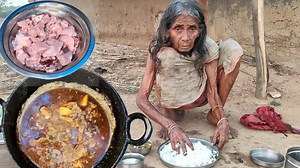 Grandma cooking cooking CHICKEN CURRY and eating with HOT RICE mutton cooking village life | Village Foods