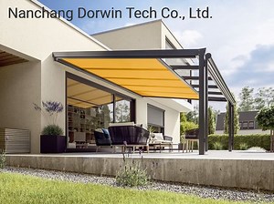 [Hot Item] Persianas retráctiles para terraza en el patio, cubierta de vidrio templado reflectante, pérgola de aluminio