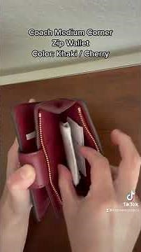 Coach Medium Corner Zip Wallet khaki / Cherry
