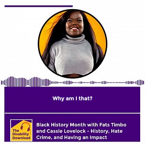 For Black History Month, our Disability Download hosts Peter and Beth spoke with creator, comedian, model and disability advocate FatsTimbo, and academic Cassandra Lovelock, as well as a few friendly members of the public, to discuss, amongst many other things, the intersectionality of disability and race. 🎧 Listen to the episode wherever you get your podcasts. Video description: A photo of the beautiful Fatstimbo sits on the top of a visualisation of the podcast audio, with captions underneath