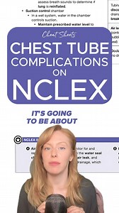 Would you know how to answer a question about chest tube complications on the NCLEX?🧐 Comment “CHEAT SHEET” down below and we'll send over our collection of FREE Cheat Sheets💌✨#NCLEX #nursingstudent #nursingschool | NCLEX Bootcamp