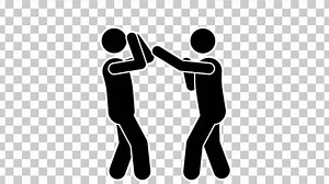 Black Cartoon Stick Figure Boxing. Alpha Matte