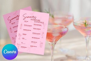 Personalised Drinks Menu | Editable Canva Template | Custom Drink Menu for Party, Wedding, Birthday | Instant Download - Etsy Canada