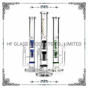 [Hot Item] Phoenix Star 14 Inches Straight Tube Honeycomb Perc Double 6 Arms Tree Perc Percolator Smoking Glass Water Pipe