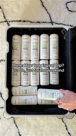 No suitcase is complete without a can (or twelve 😉) of Sparkling Protein. ✨ #shaklee