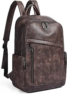 Computer Backpack for Women Soft Leather Back pack with 15.6 inch Laptop Compartment, Fashion Ladies Travel Backpack, Coffee