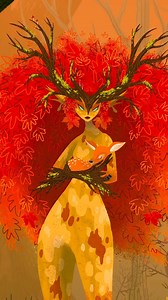 Maple Dryads and their love for Deers (Animation) by @cammiereis and @dedi_jisus is magical. #beautifulbizarre #ipaddrawing #digitalillustration #artreels #dailyart #characterdesign #fairycore #illustration #animation | Beautiful Bizarre Magazine