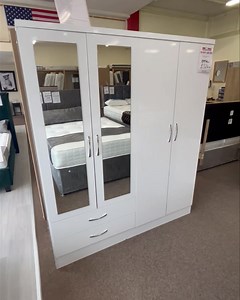 Westcote 4 Door Wardrobe😃 Limited Stock Available 😃 Free Layaway or Have It Today😃 #wardrobe #whitegloss #homeworld | Home World Beds