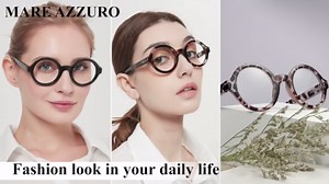 MARE AZZURO Digital Screen Glasses Women Funky Round Computer Glasses with Spring Hinge