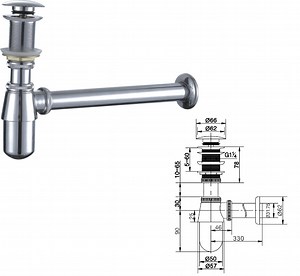 [Hot Item] Bathroom Brass Chrome Plated Copper Wash Basin Sink Waste Bottle Trap