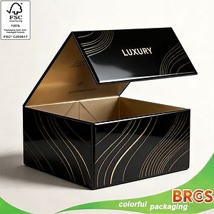 [Hot Item] Wholesale Custom Printed Rigid Paper Cosmetic Clothes Christmas Magnetic Foldable Gift Luxury Black Perfume Carton Packing Corrugated Cardboard Packaging Box