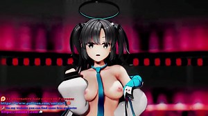 Blue Archive Hayase Yuuka Half Nude No Bra Dance Queencard Hentai MMD 3D Red Hair Color Edit Smixix