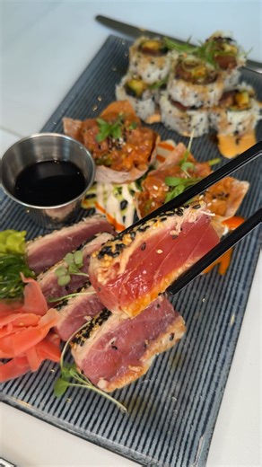 A trio of tuna. 🐟 This month only, experience one fish done multiple ways: Sesame Seared Tuna, Tuna Poke Cups, and a Spicy Tuna Roll. | The Oceanaire Seafood Room