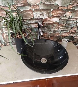 [Hot Item] Black Marquino Marble Stone Bowl Sink Bathroom Vessel Wash Basin
