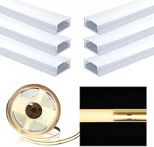 Muzata Complete Set Spotless LED Channel U1SW with High Density LED Strip SH3L No Hot Spot U Shape Aluminum LED Channel System for Under Cabinet Wall Ceiling Lighting