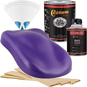 Custom Shop - Bright Purple - Hot Rod Flatz Flat Matte Satin Urethane Auto Paint - Complete Quart Paint Kit - Professional Low Sheen Automotive, Car Truck Coating, 4:1 Mix Ratio