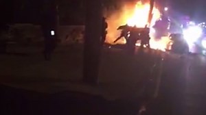 This video has people concerned. It appears to show police in New Jersey beating a burning man, who CBS New York reports, was innocent. Read more about what happened here: http://newyork.cbslocal.com/2017/06/07/jersey-city-police-kick-innocent-bystander/ | Channing Frampton