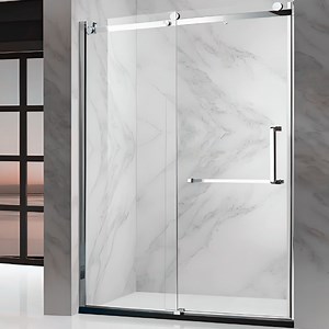 [Hot Item] Simple Design Frameless Single Pane Sliding Type Tempered Glass Partition Bathroom Door