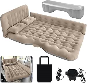 GERY SUV Air Mattress - Thickened Double Car Air Mattress Sided Flocking Travel Inflatable Bed With Electric Air Pump and 2 Pillows, Home Outdoor and Travel Sleeping Bed