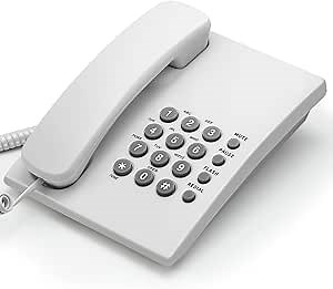 Desktop Telephone 500 White,Wired Telephone, Fixed Telephone, Caller ID Telephone, Front Desk Hotel Home Office with Call Display and Other Multi Scene Telephone Sets.