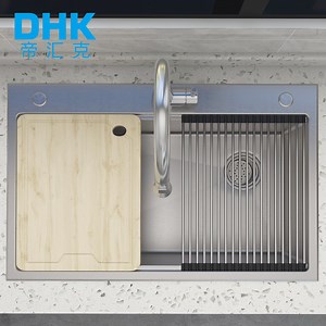 [Hot Item] 33 Inch Topmount Single Bowl Workstation Drainboard Wash Basin Stainless Steel Kitchen Sink