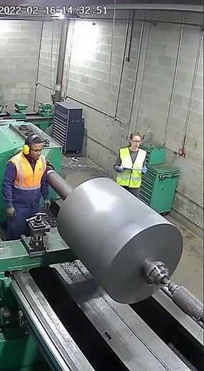 Lathe Launches Metal Cylinder Into Concrete Wall – Chilling CCTV Footage